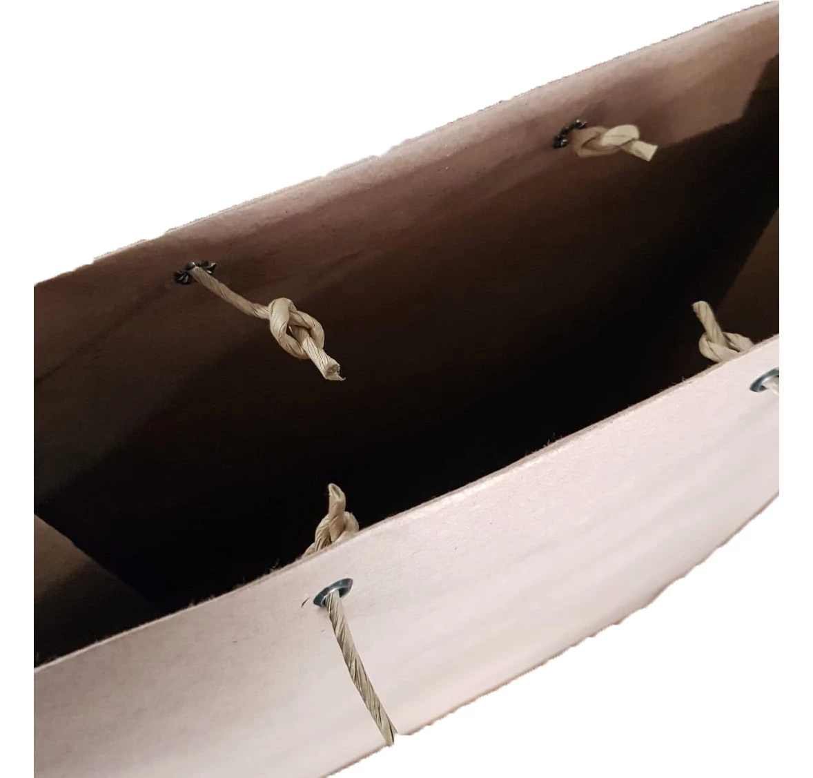 Bolsas de Papel Kraft asa de macramé ojillos metalicos