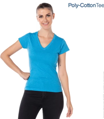 Playera Jaspé Cuello en V Manga corta Para Dama